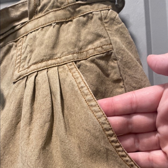 Free People FP ONE Penny Tie Waist Shorts Tan Size 10 100% Cotton - Picture 2 of 9